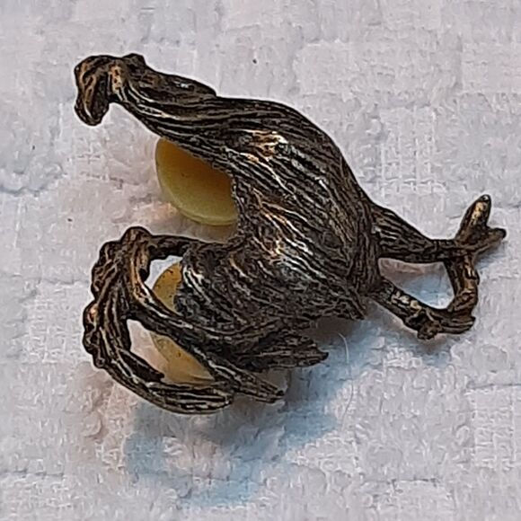 Vintage GIANT Rooster Chicken metal double lapel pin Gold/Brass-Tone Animal - Picture 3 of 8